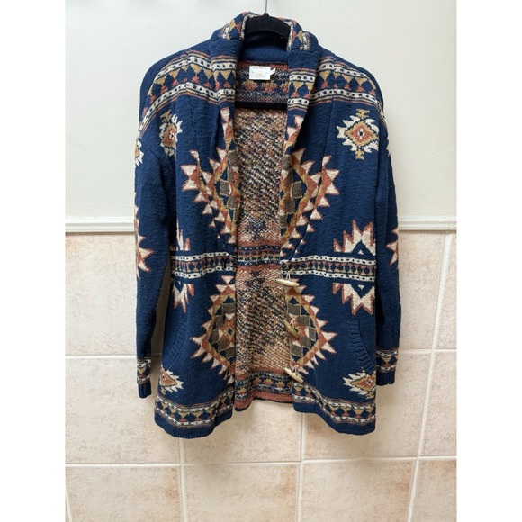 Faherty B.YELLOWTAIL Women's Lodge Cardigan Aztec Cotton Coat Boho.Sz S - Picture 9 of 13